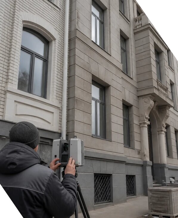 Лазерное сканирование фасадов зданий для обследования в Курчатове